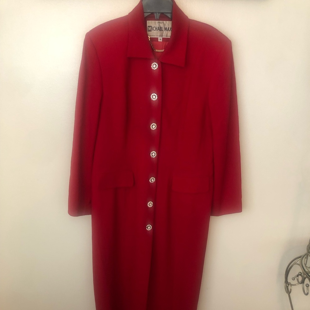 Michael Max Two Piece Red Walking Jacket And Skir… - image 1